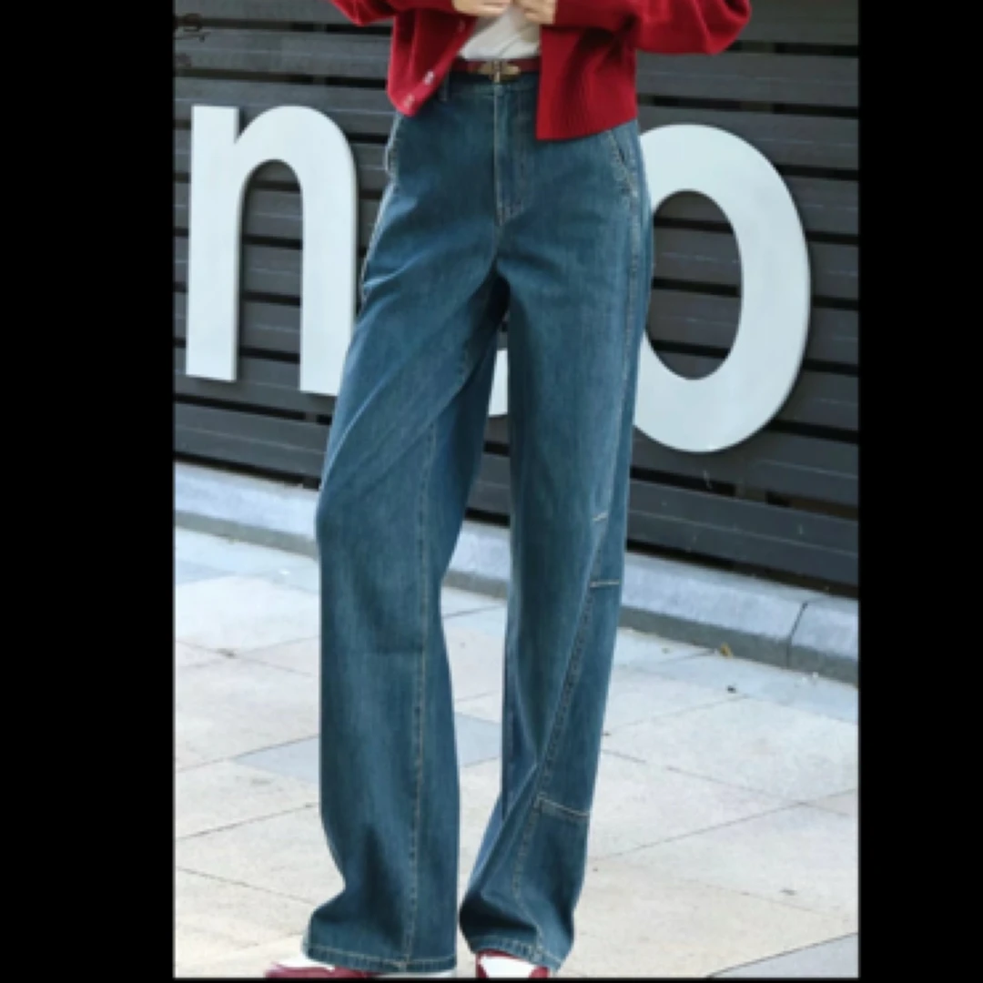 AMASS阿玛施夏季新款复古百搭高腰窄版显瘦弯刀裤510032