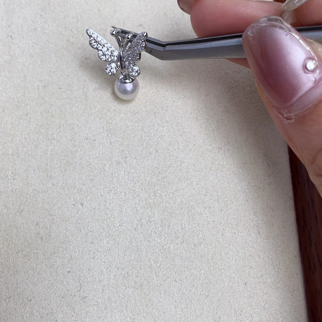 海水珍珠银S925镶嵌吊坠(不含链)