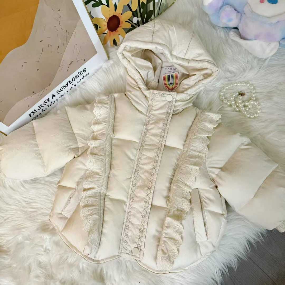 2430又伊法式花边棉衣新款加绒加厚女童棉衣冬季洋气棉服外套宝宝