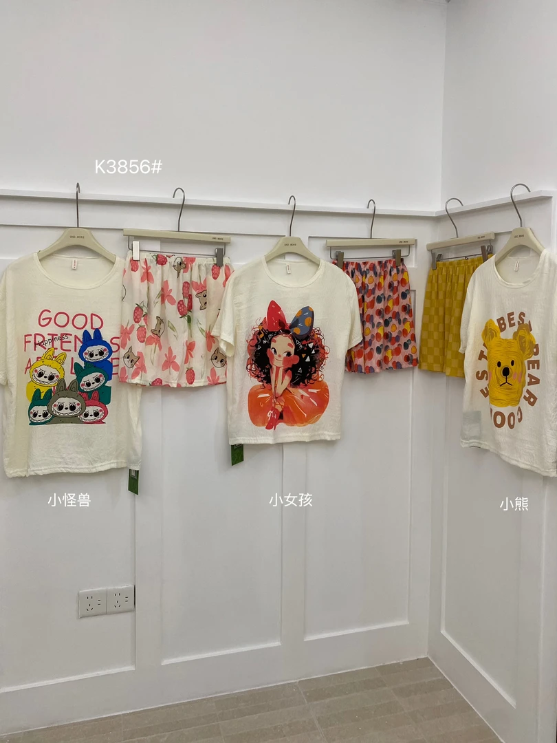 UND（3856#）卡通印花趣味休闲睡衣套装【带胸垫】