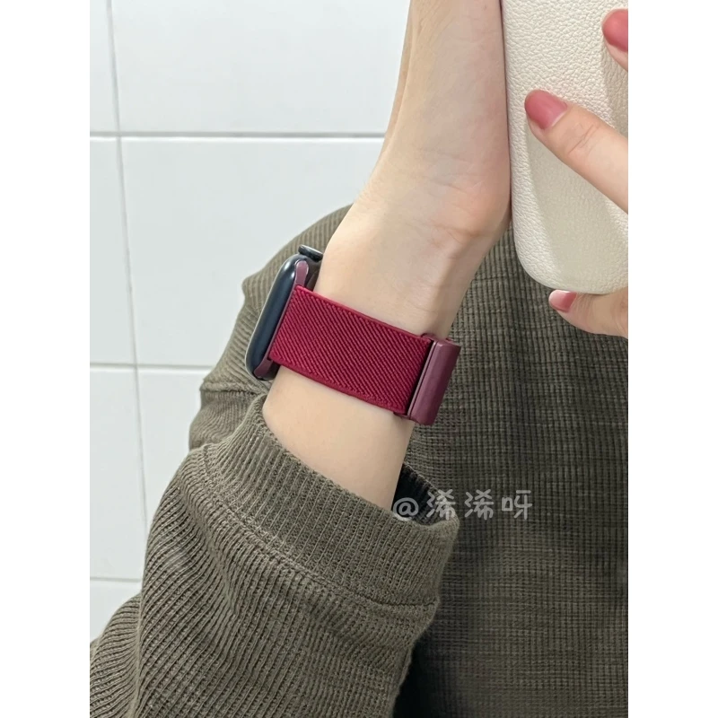 尼龙磁吸适用苹果手表带AppleWatchS9塑胶扣iwatch10柔软舒适表带