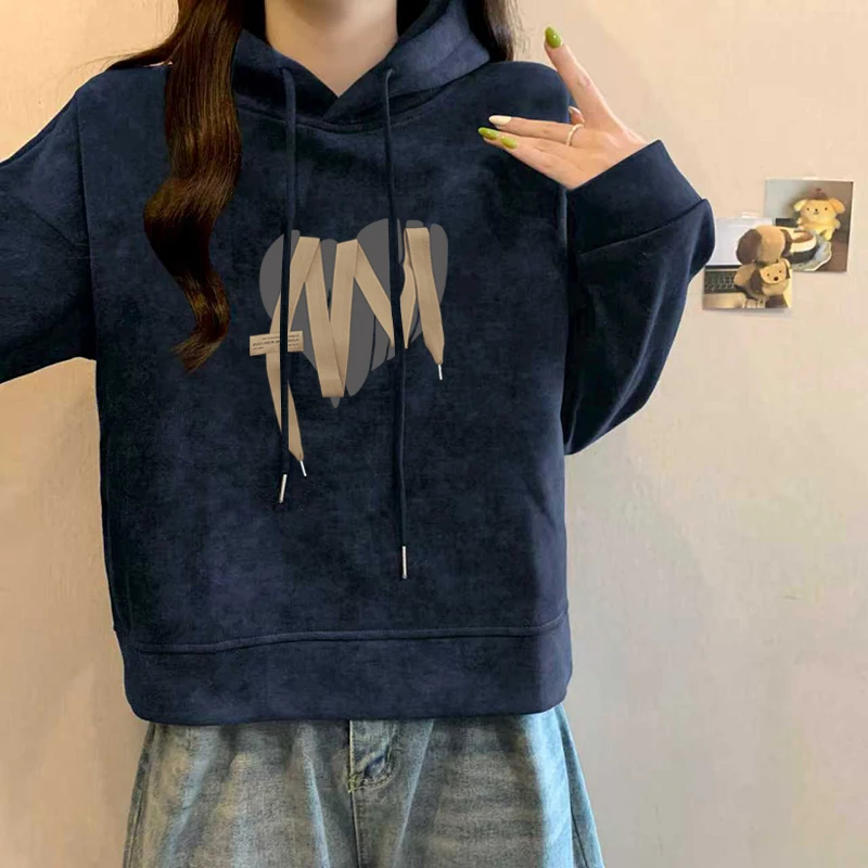 美式复古扎染连帽卫衣女秋冬季短款高腰显瘦宽松慵懒风上衣外套潮