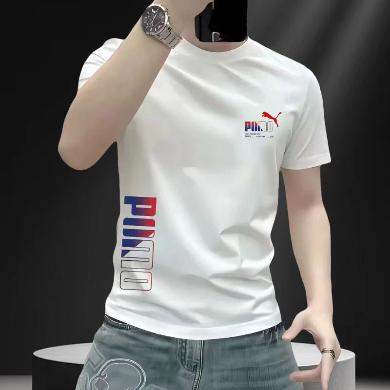 新款百搭潮牌T恤男重磅弹力短袖高级设计感爆款凉感半袖上衣体恤