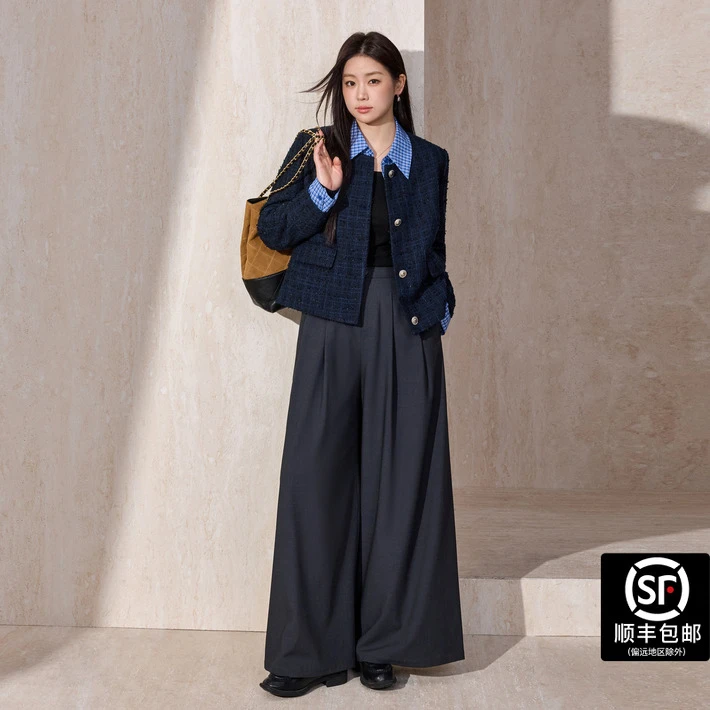 蓝语大码女装衬衫小香风假两件短外套韩系百搭显瘦设计感气质上衣