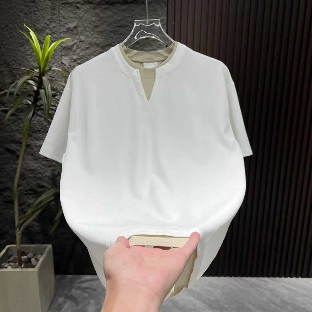早春短袖时尚百搭圆领轻奢男士体恤衫2512