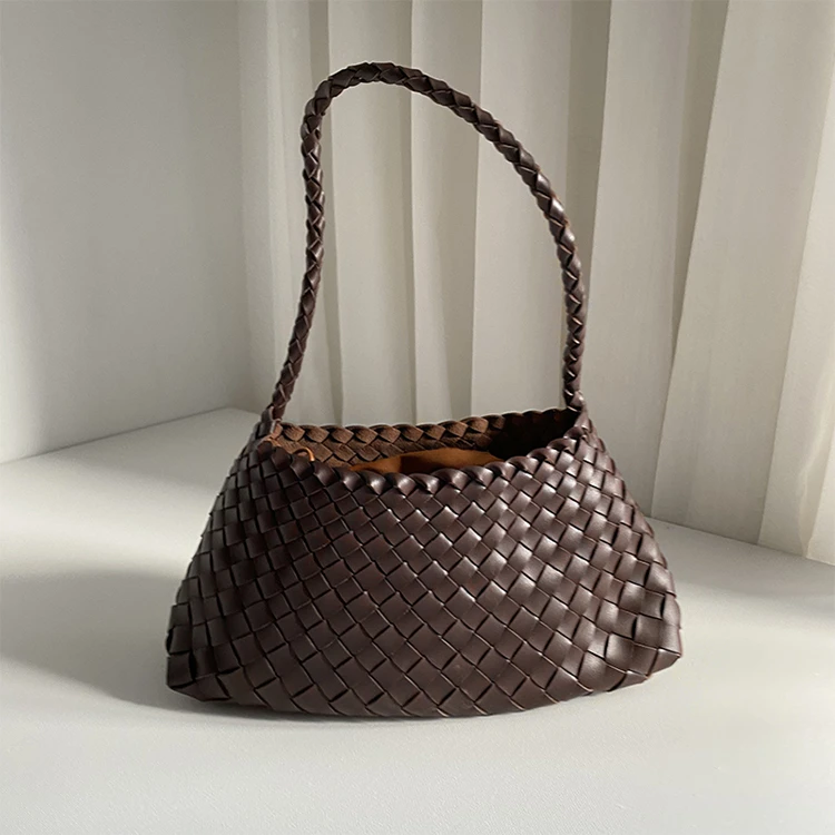 「AmTime」小众编织包复古女头层牛皮菜篮子真皮手提单肩腋下包包