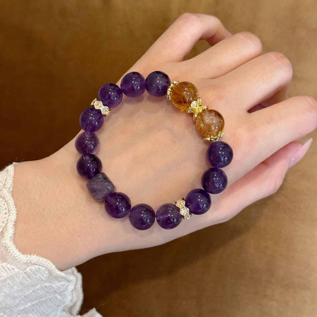 【富贵闲人】12m紫水晶+黄水晶串原创设计天然水晶 Y105