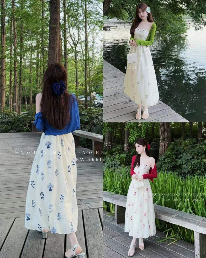 浩哥女装铭顺●只此青绿C5TZ3987A-LYQ天丝混纺刺绣连衣裙预春夏款