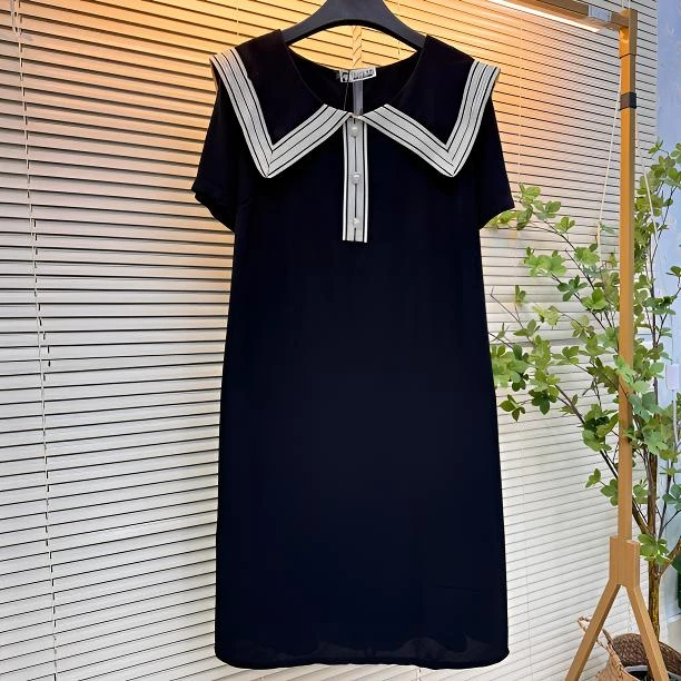 简约通勤直筒裙宽松腰夏季连衣裙时尚休闲宽松裙子大码中长款