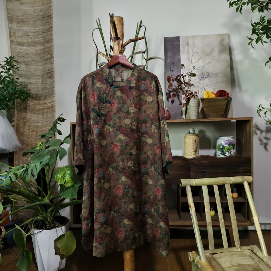 【大梅子推荐】设计款苎麻盘扣袍子MQ7170