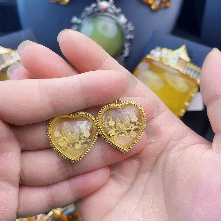 琥珀银S925镶嵌裸石