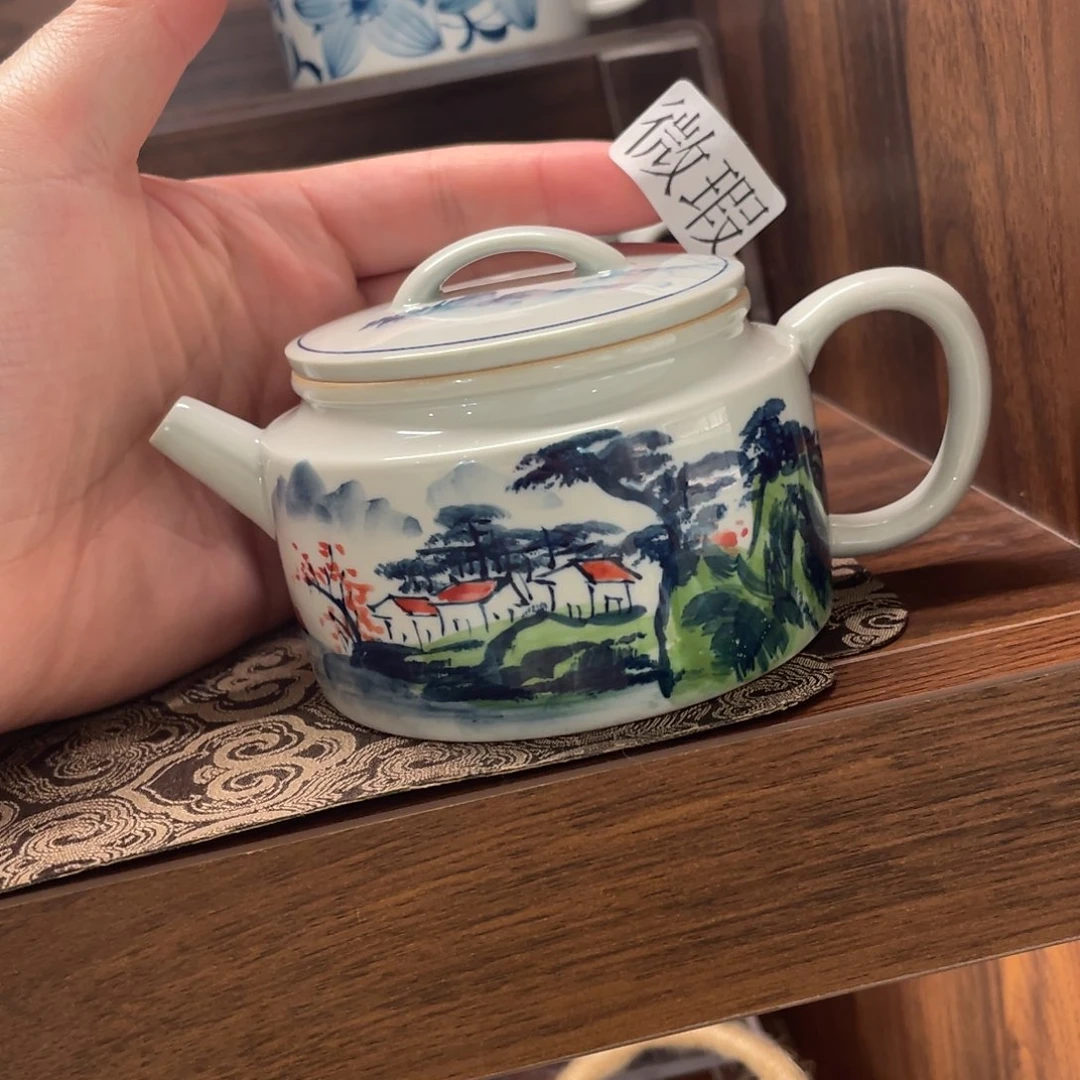 釉下手绘茶具微瑕