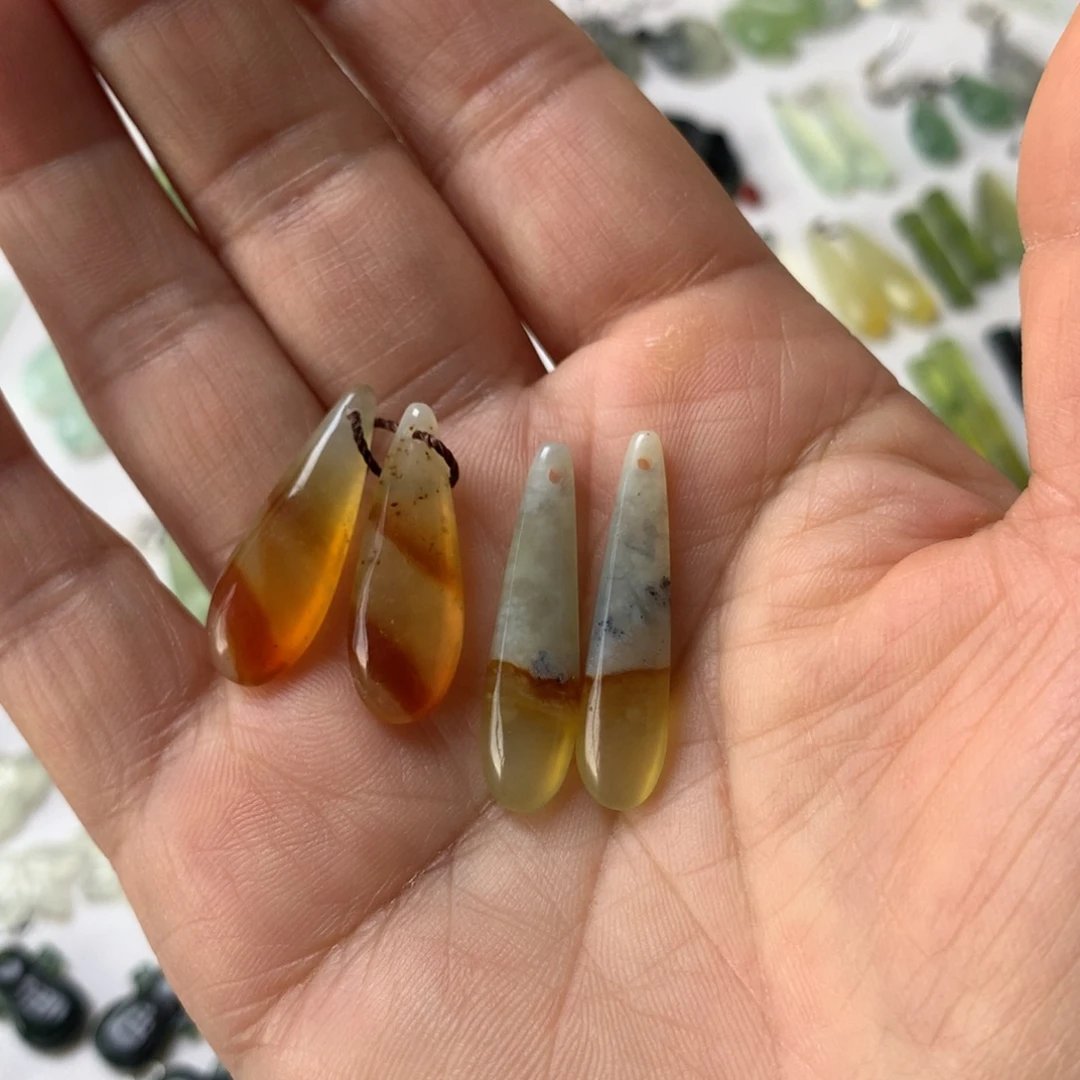 G***o蛇纹石玉未镶嵌耳坠