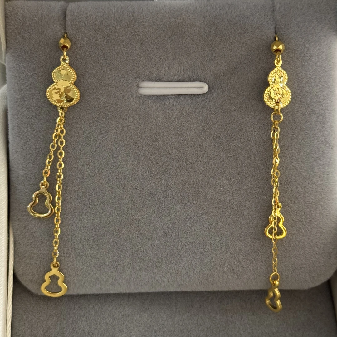 【大魔王专享】足金999  镂空碎冰葫芦弯钩 纳金添喜 精工  TL