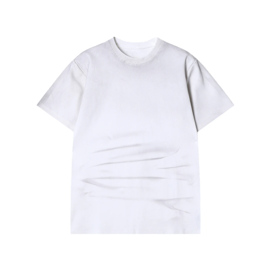 夏季高级感新款韩系纹理感扎染短袖T恤百搭简约情侣圆领宽松上衣