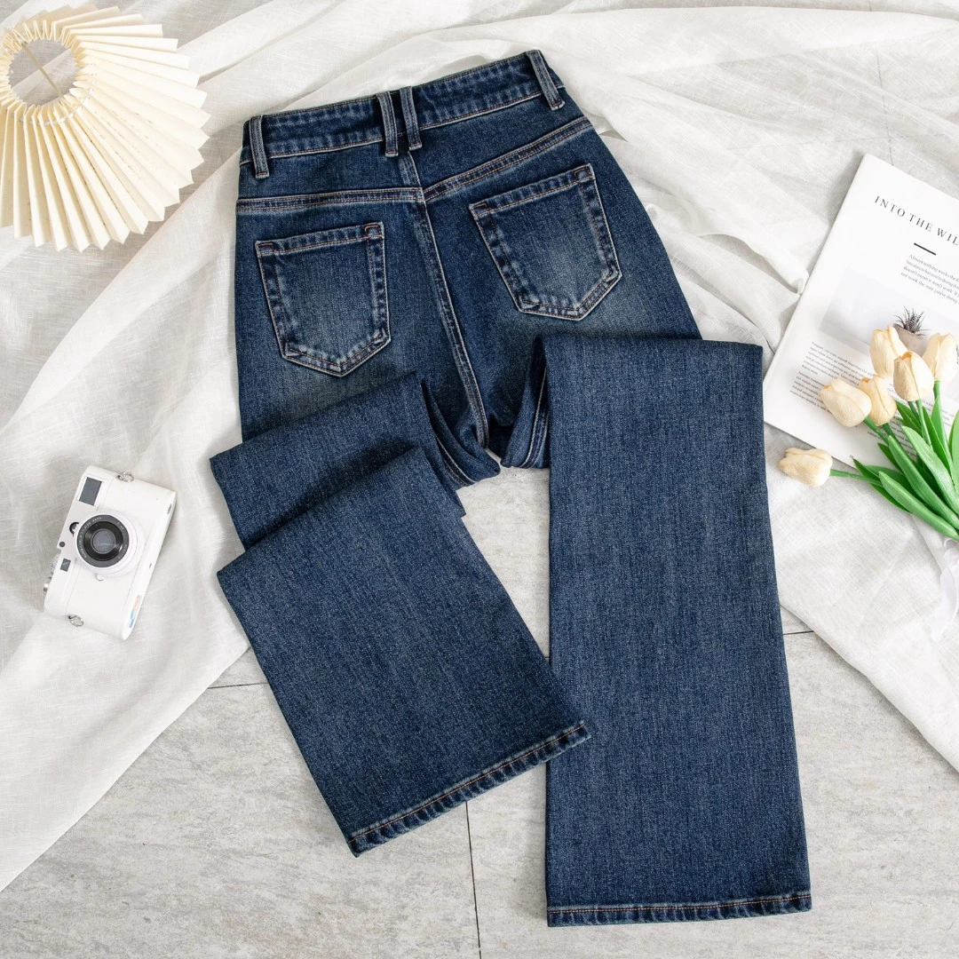 KS（诗尔）波尔多兰【筒叭裤】四面弹显瘦牛仔裤女2025春季直筒喇叭裤