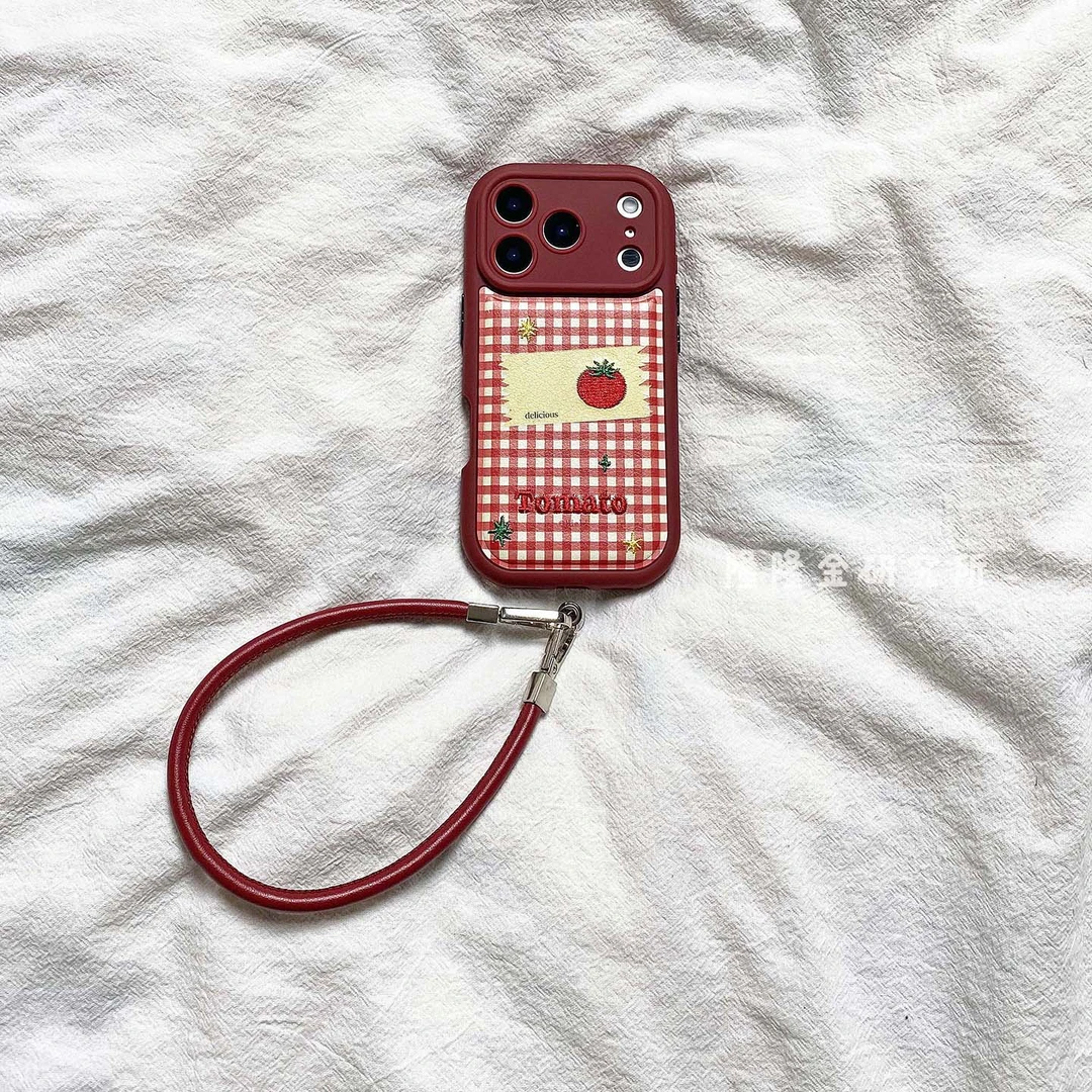 隆隆金适用苹果17手机壳酒红色西红柿16promax趣味保护套14/15pro