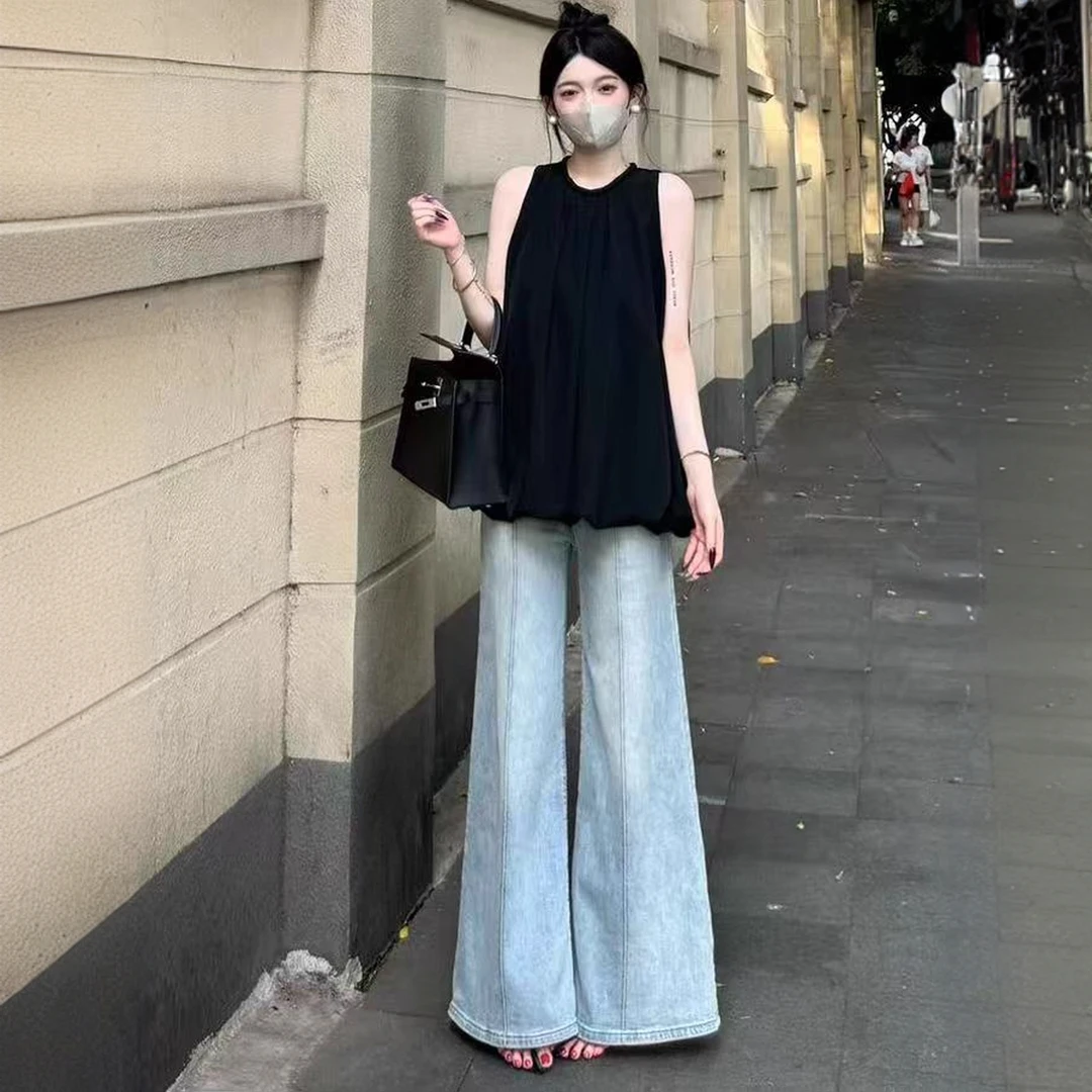 温柔氛围感圆领无袖花苞背心女绝美优雅气质小众百搭宽松显瘦上衣