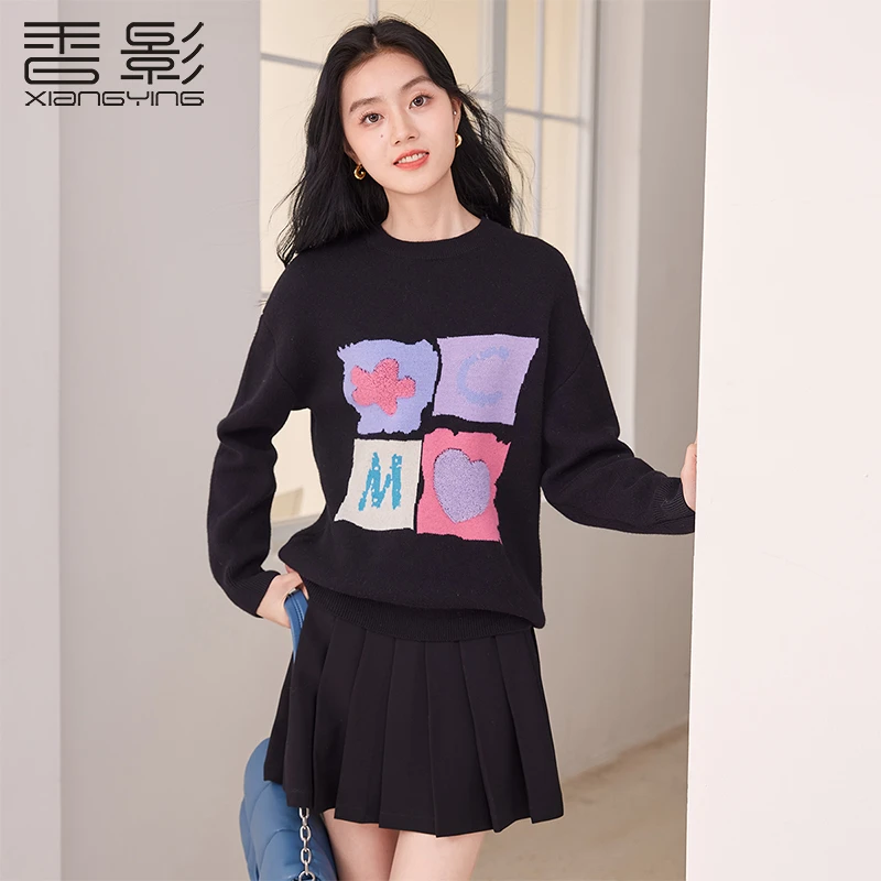 Z3101755毛针织衫 香影毛衣女圆领年冬季新款慵懒风