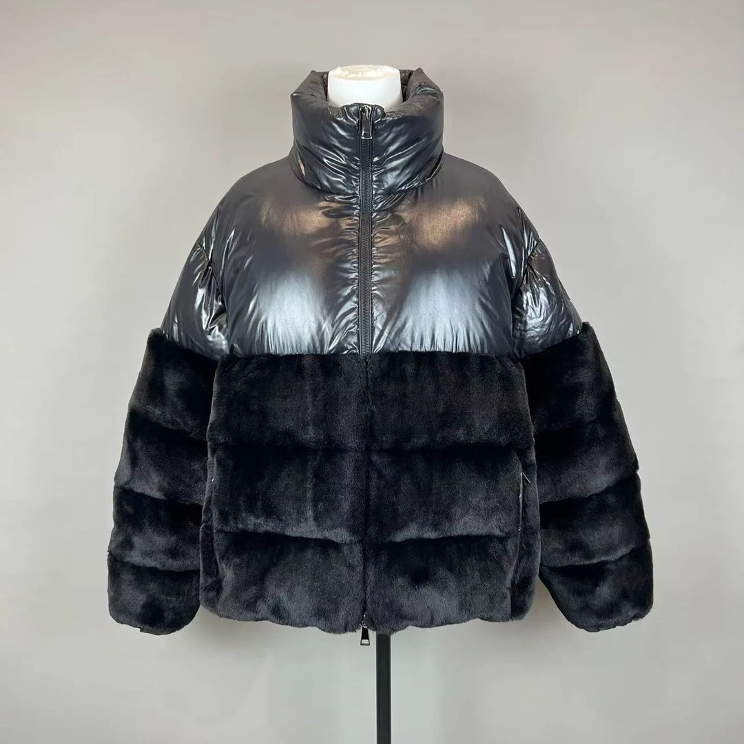 99新 MONCLER  盟可睐/250155/尺码3/黑色拼接羽绒服
