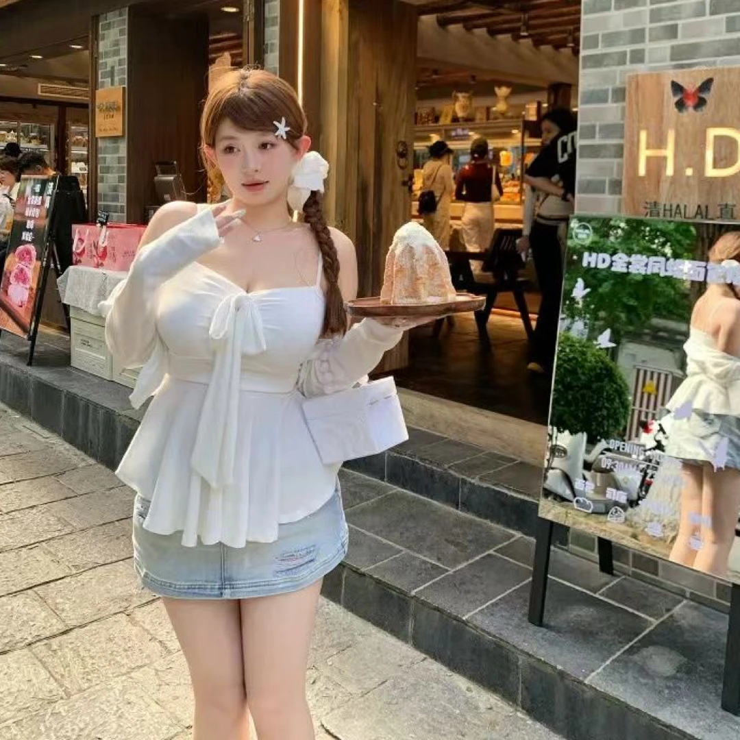 依依家大码女装8050新款纯欲性感打底衫真两件套显瘦百搭遮肚子