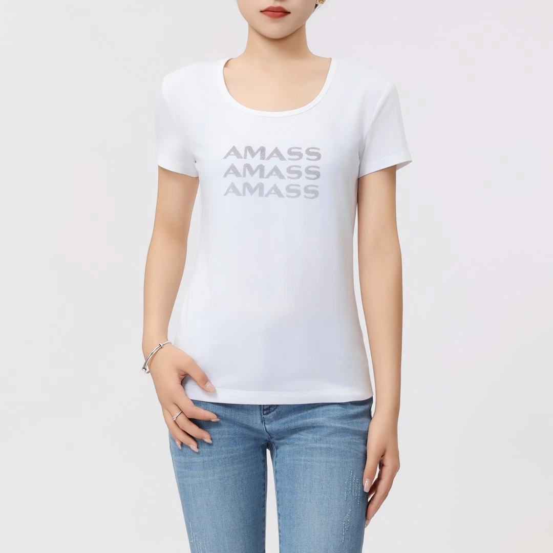 AMASS/阿玛施夏季经典简约打底匠心休闲圆领短袖清新女T恤5300989