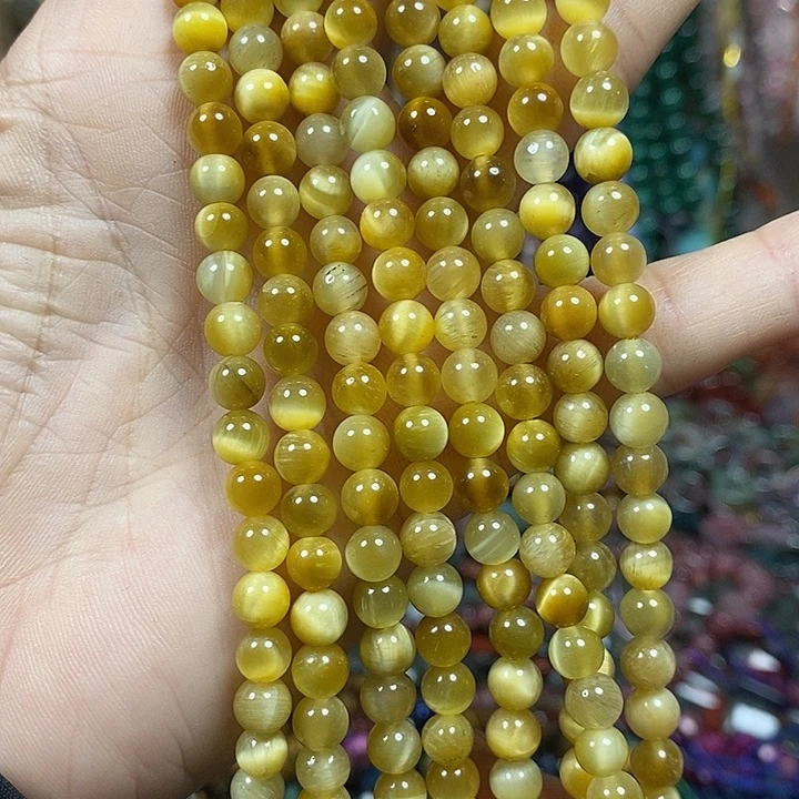 玛瑙/玉髓未镶嵌珠宝半成品A级天然金虎卡6mm