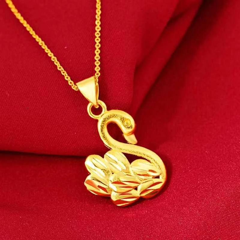 铜合金项链 天鹅铜镀K金工艺时尚百搭精致金色锁骨链饰品链子首饰