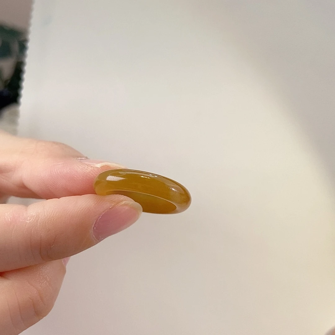 未镶嵌戒指和田玉天然和田玉糖玉戒指14号