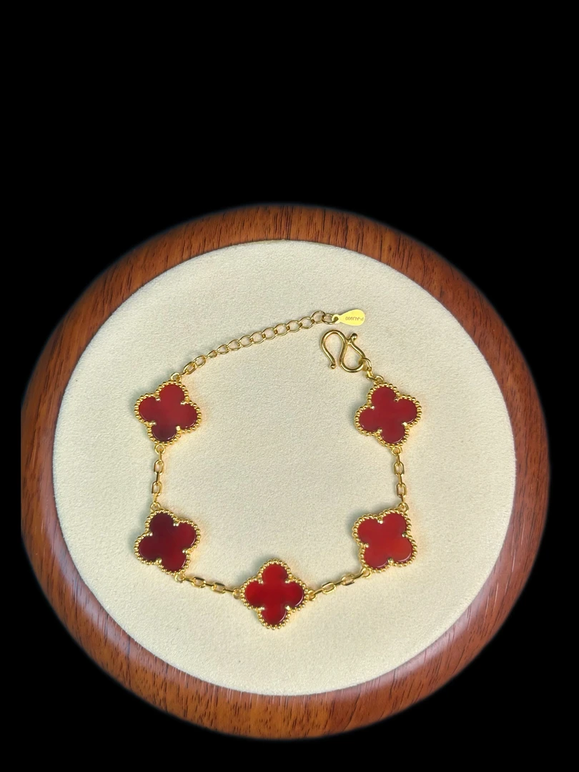 足银手链 【红五花手链】爆款时尚气质轻奢百搭叠戴款双面红色手链