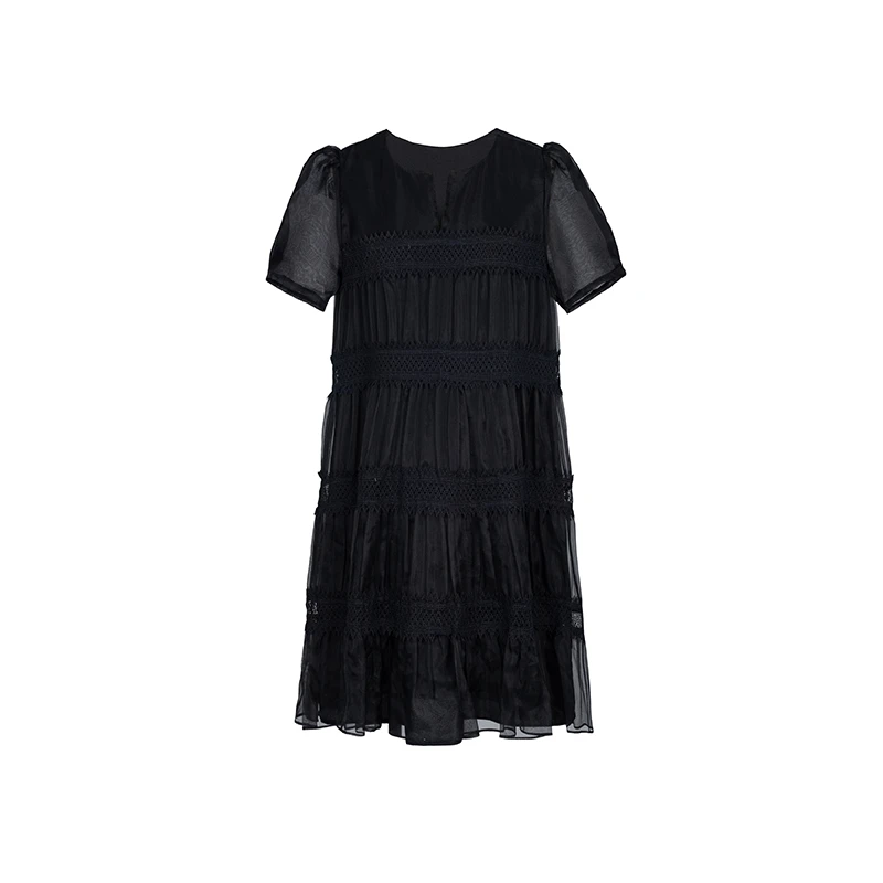 【丽公主】商场同款夏季新品亲肤桑蚕丝连衣裙N195A42507