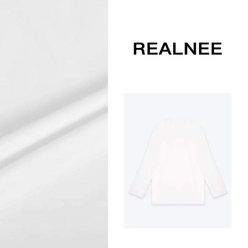 REALNEEI 【温暖底牌】桑蚕纟休闲纯色上衣内搭T恤秋冬12213