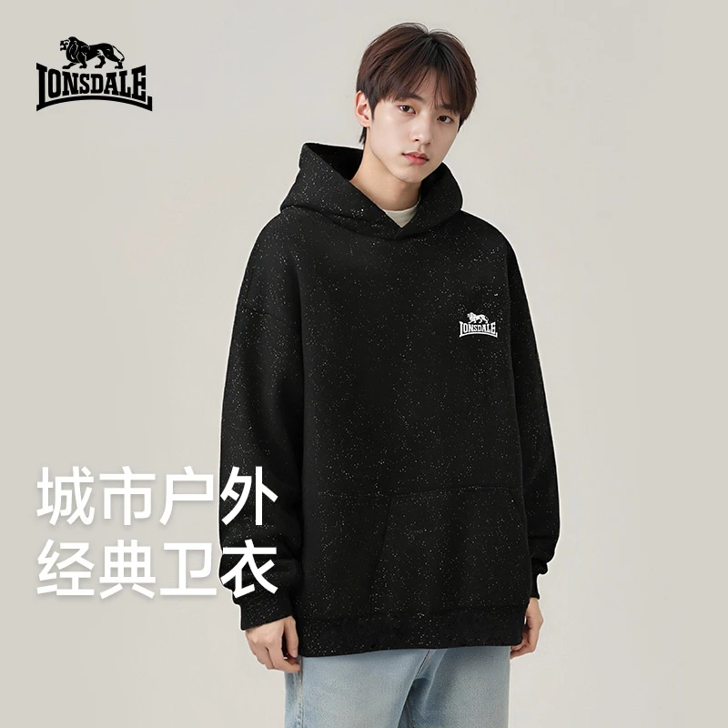 龙狮戴尔连帽男士印花连帽卫衣保暖女上衣情侣春秋季套头