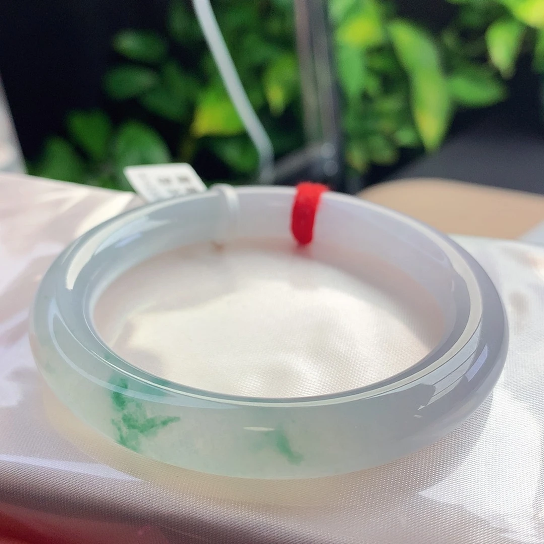 未镶嵌手镯翡翠55-56圈口完美冰飘花绝绝子3号