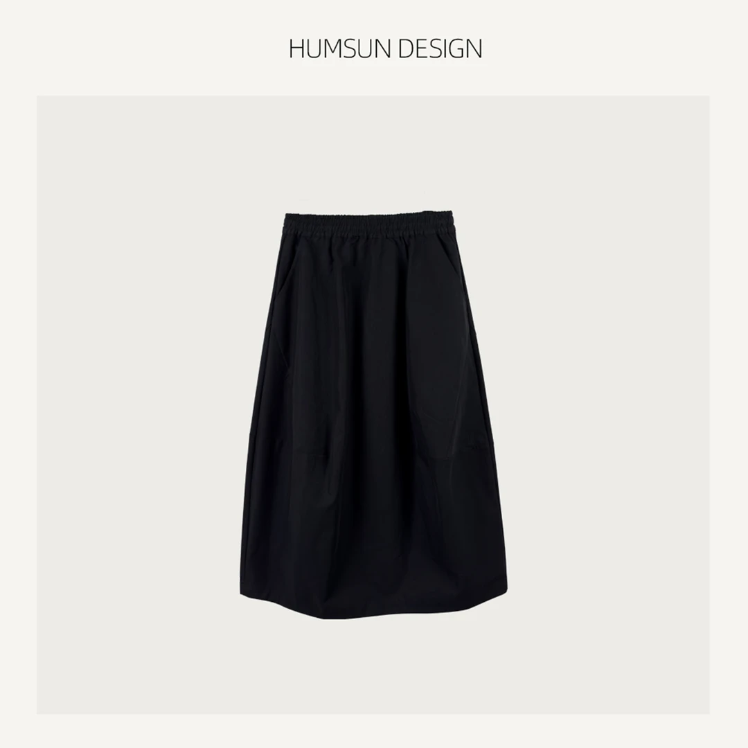 HUMSUN/禾木笙「南风」Row风量感立体缩褶弧形弹力腰头花苞裙 5A475