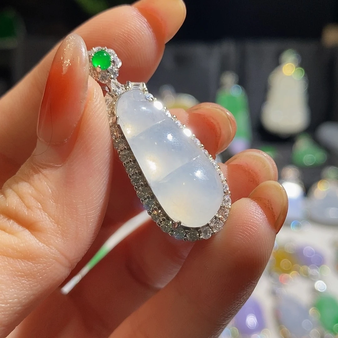 翡翠颈饰银S925镶嵌慕*柒天然翡翠