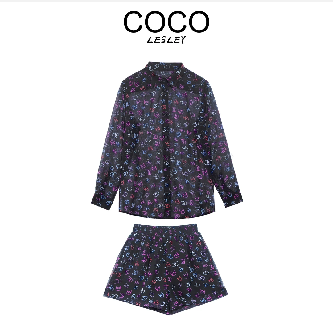 【COCOLESLEY】新款印花时尚休闲气质套装老钱风松弛感女装9315