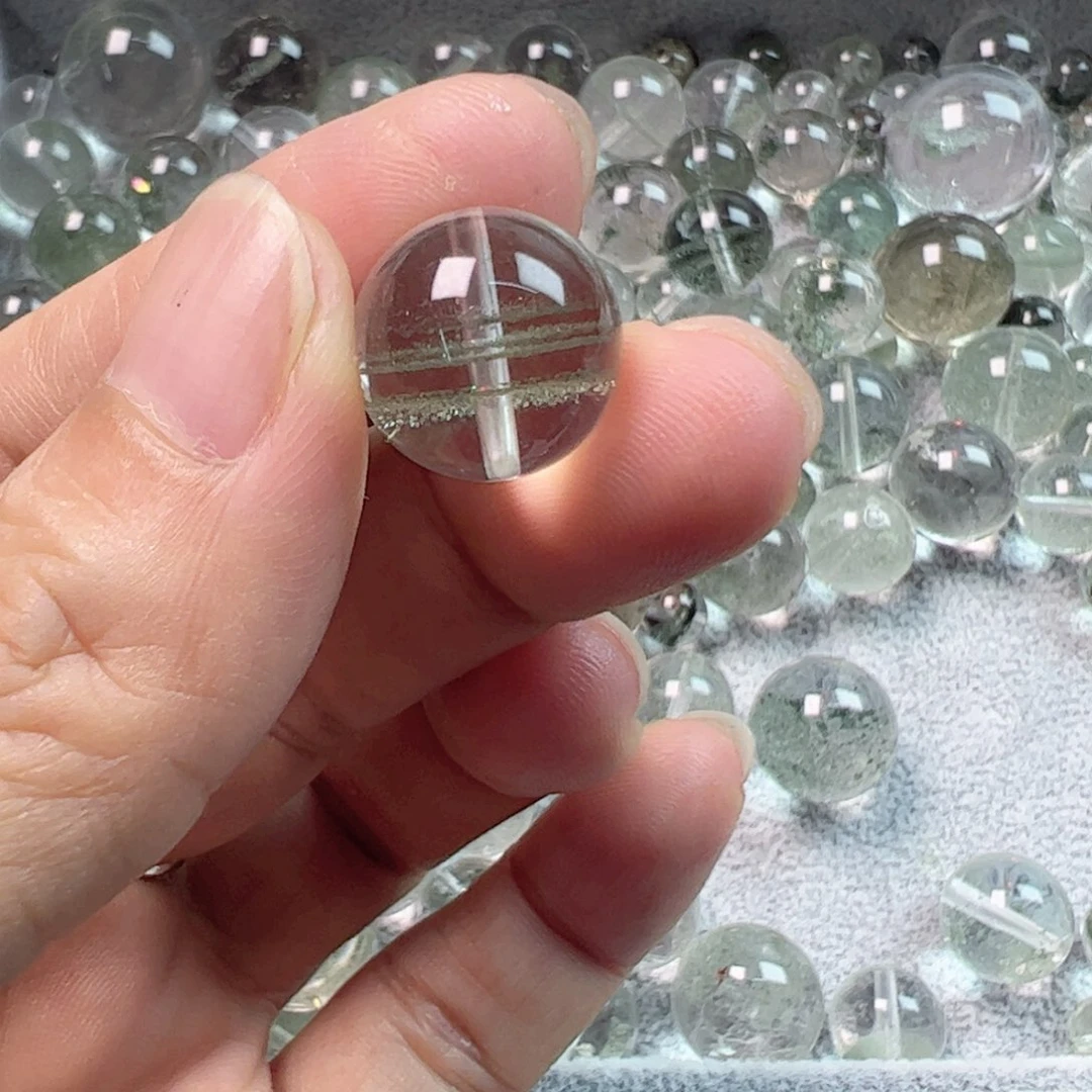 虾***米水晶手链银S800镀金镶嵌