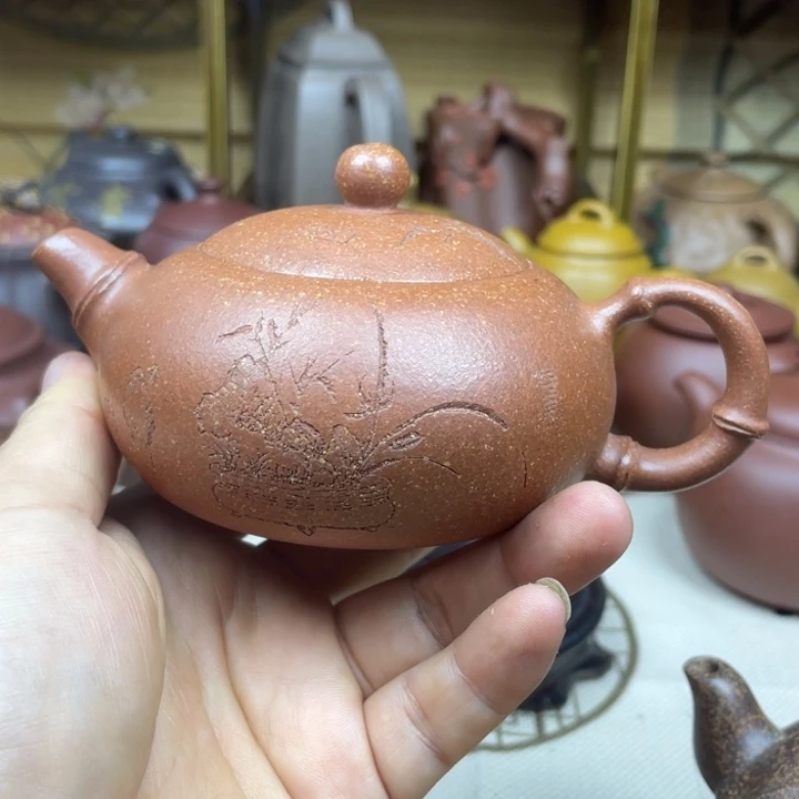 紫砂茶壶紫砂壶粗砂金降坡竹节西施200cc