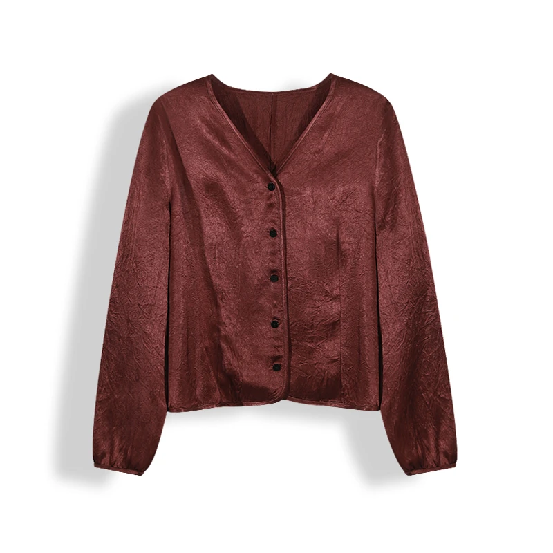 【陈老师】100三醋酸面料高端显瘦立体褶皱醋酸衬衫外套KC8091