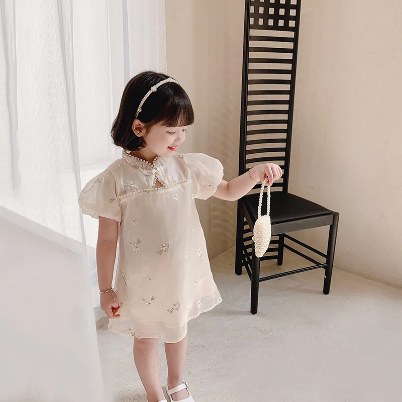 “仙本娜庄园”中国风刺绣泡泡袖旗袍裙连衣裙X930 19‘9’