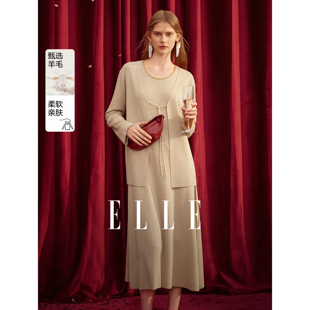 ELLE【XUZHI】法式气质高级感毛衣2024冬季新款巴恩风时尚EZ50757