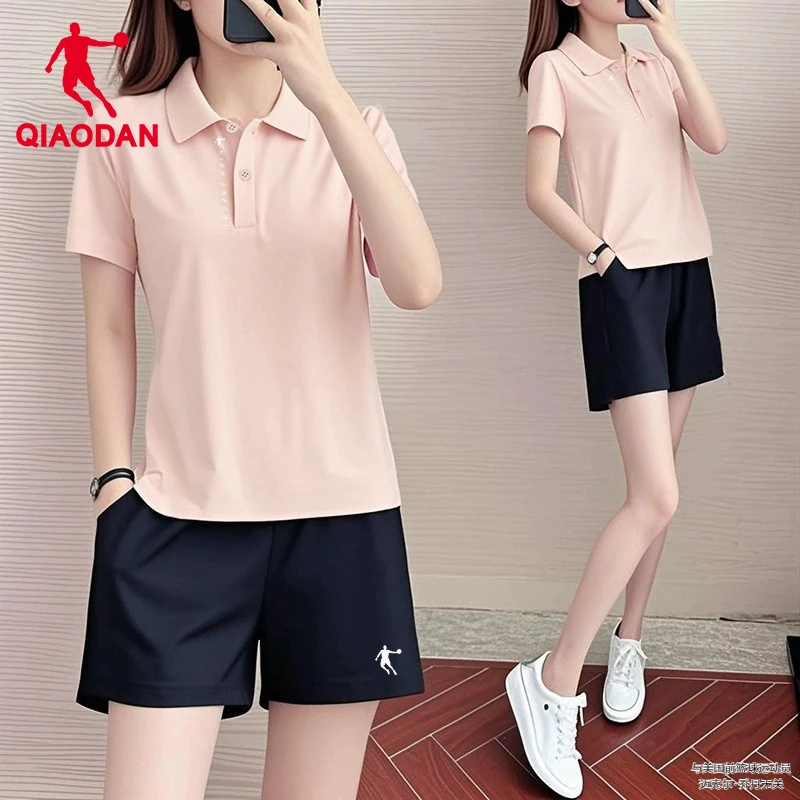 乔丹运动套装女休闲透气薄款跑步休闲POLO衫两件套秋装搭配一整套