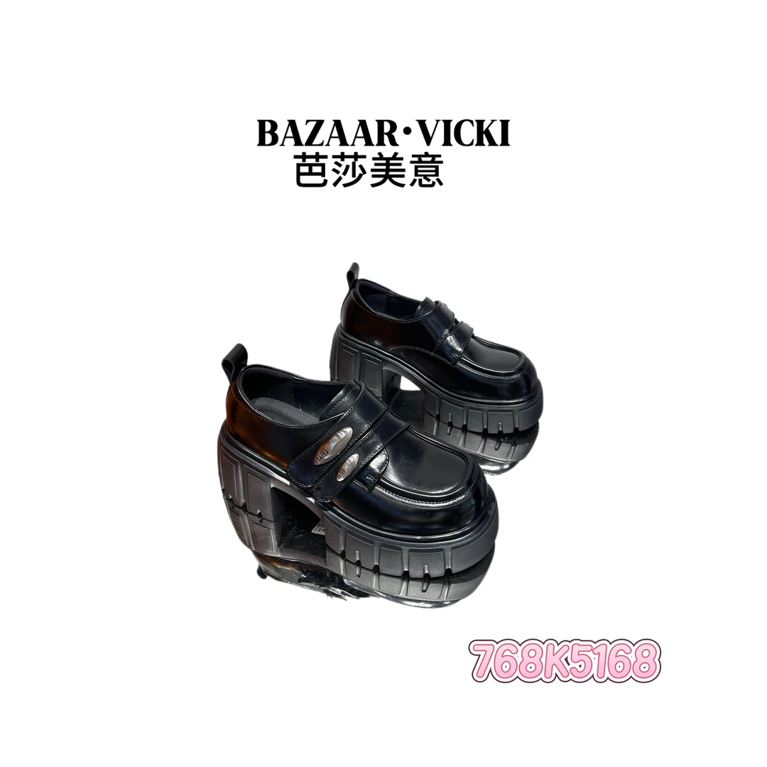 BAZAAR VICKI/芭莎美意768K5168胶粘系带乐福鞋圆头职场休闲风