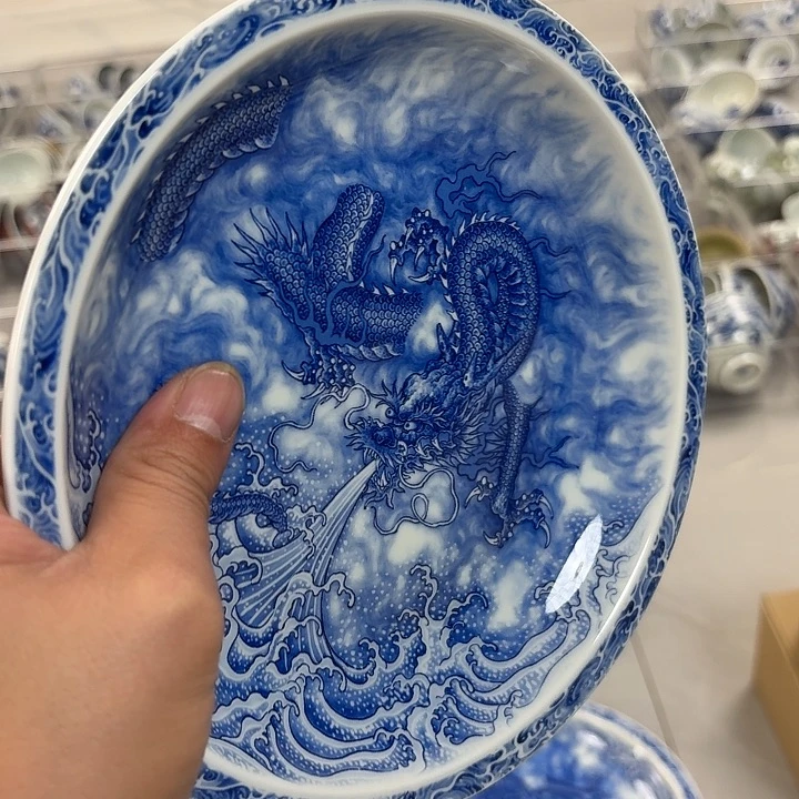 瓷片青花墨龙吸水大胡乘景德镇