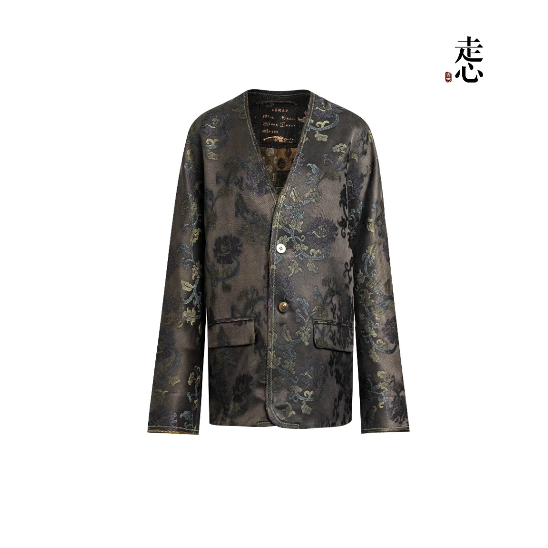 【走心非遗】宋锦缠枝暗夜灰西装25Z55001