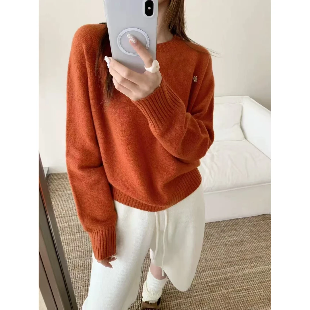 QIANRH-1505圆领毛衫韩版百搭保暖网红针织休闲风毛针织衫纯色