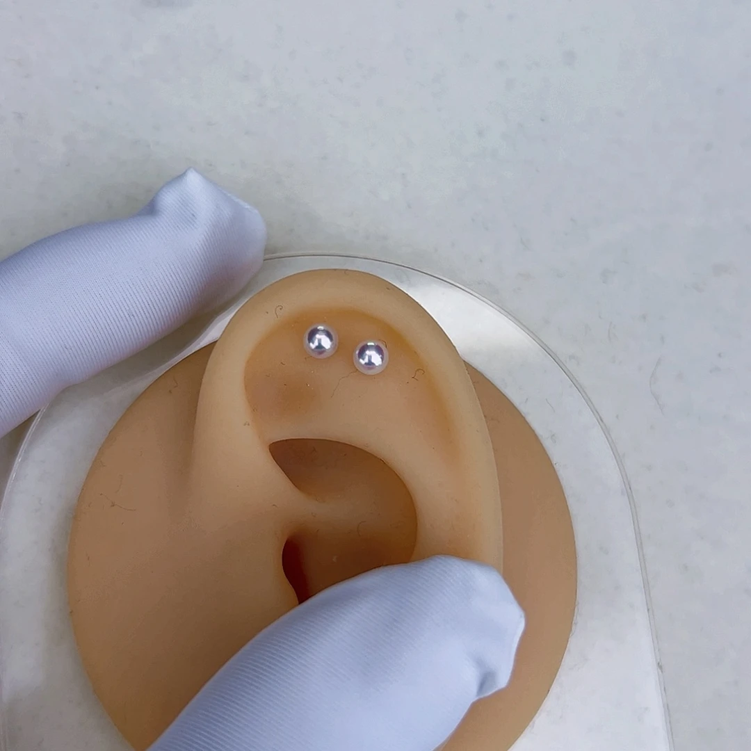 海水珍珠海水akoya天女耳钉3-4mm银S925镶嵌