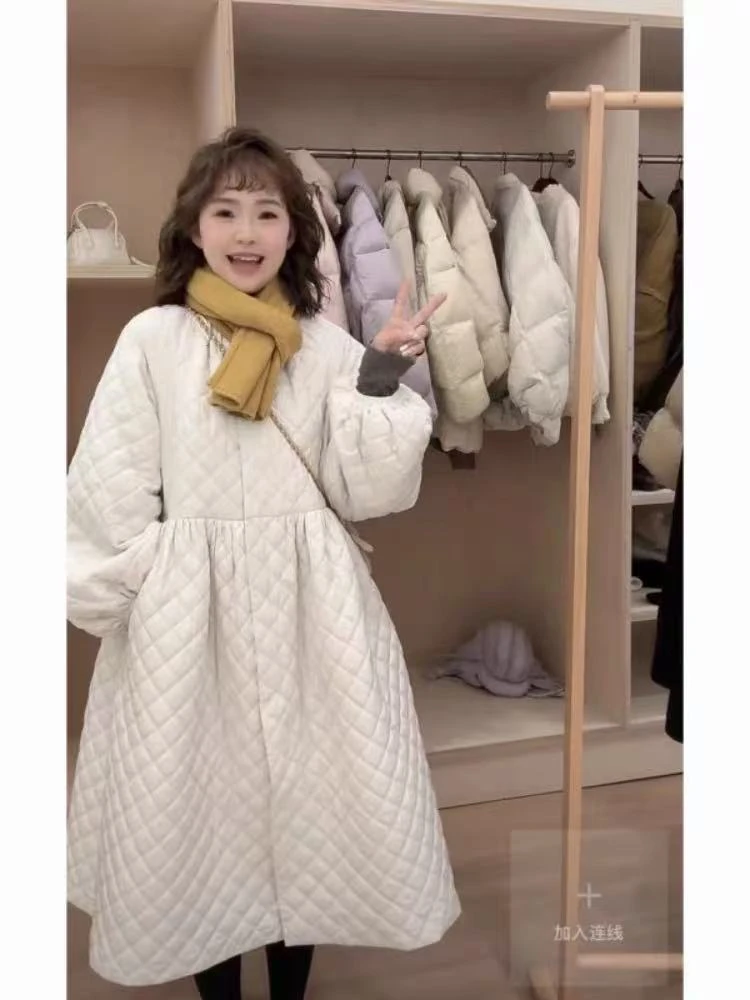 小卓 纹棉服裙女冬季时尚复古新款棉衣今年流行漂亮的棉袄495295