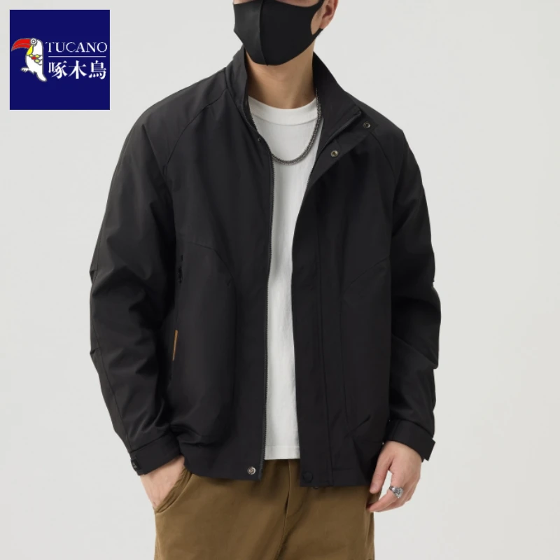 啄木鸟2025春季新款夹克男潮牌立领宽松工装户外休闲百搭上衣外套